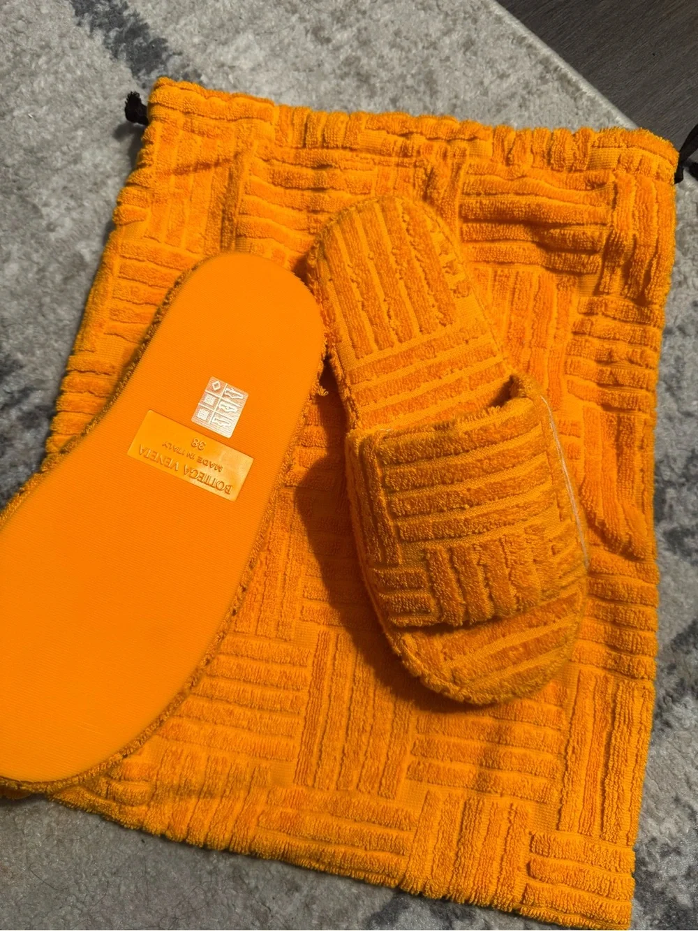 Women’s  Terry Slide Slippers in Bright Orange